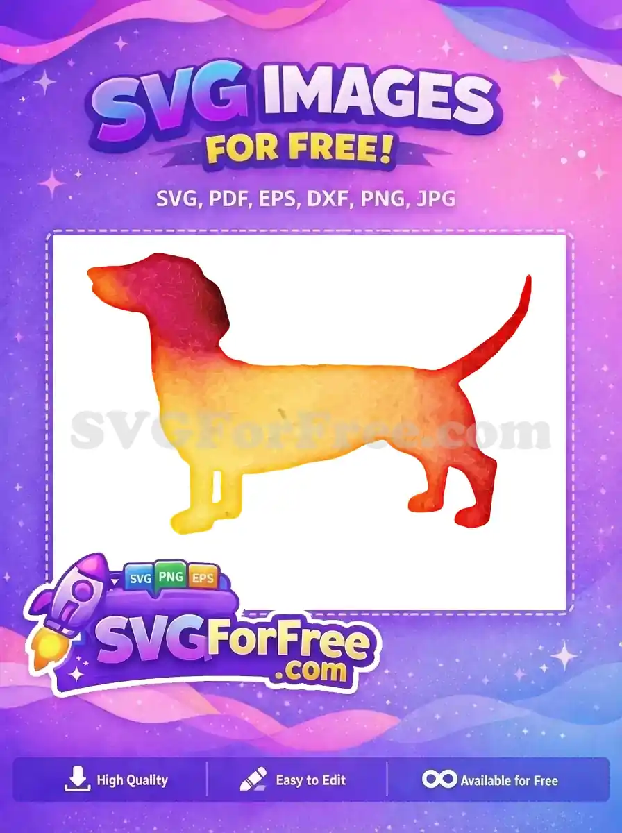 Free Watercolor Dachshund Free Gradient Dog Art Free SVG