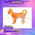 Free Orange Dog Collar Free Watercolor Shiba Inu Style Free SVG - Instant Download