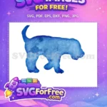 Free Blue Water Color Dog Free Walking Pose Free SVG - Instant Download