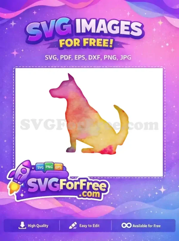 Free Sitting Dog Free Watercolor Gradient Art Free SVG