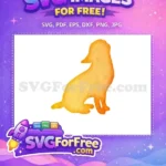 Free Sitting Golden Dog Free Watercolor Design Silhouette Free SVG - Instant Download