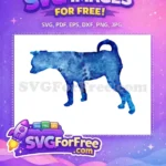 Free Blue Dog Free Watercolor Effect Silhouette Free SVG - Instant Download
