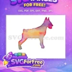 Free Colorful Doberman Free Water Color Canine Silhouette Free SVG - Instant Download