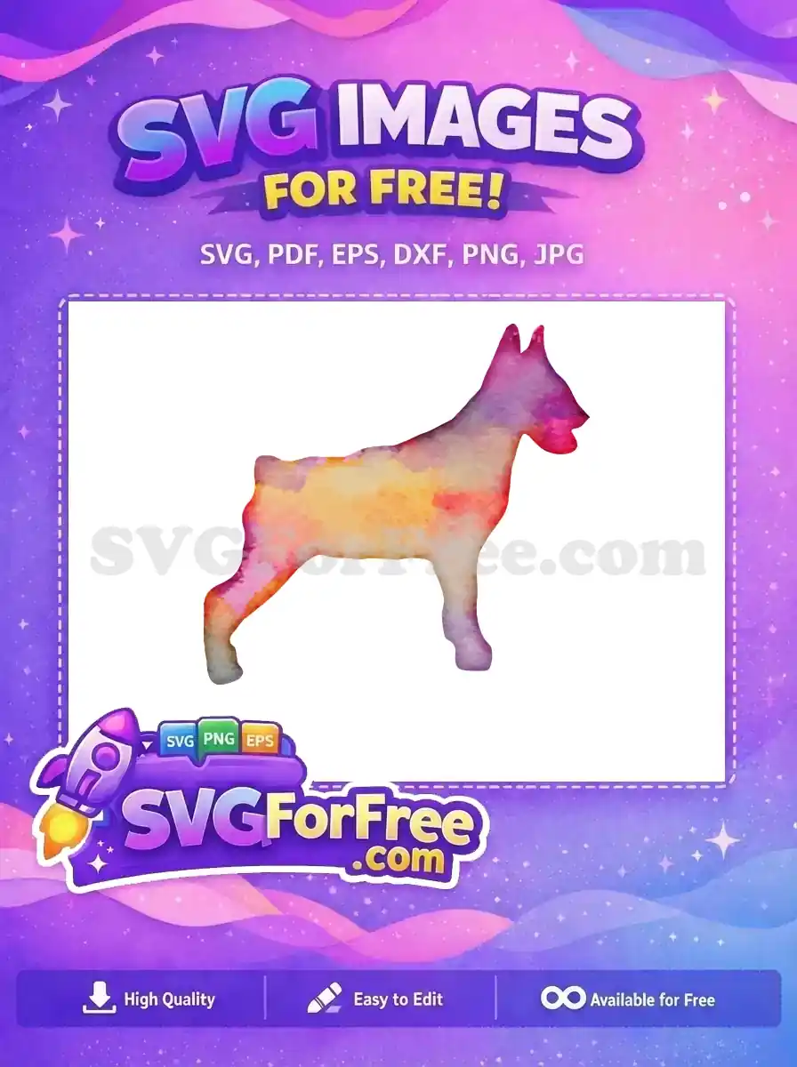 Free Colorful Doberman Free Water Color Canine Silhouette Free SVG