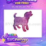 Free Purple Dog Watercolor Free Puppy Silhouette Art Free SVG - Instant Download