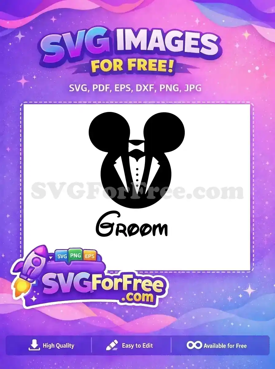 Free Groom Tuxedo Free Bowtie Wedding Mickey Free SVG