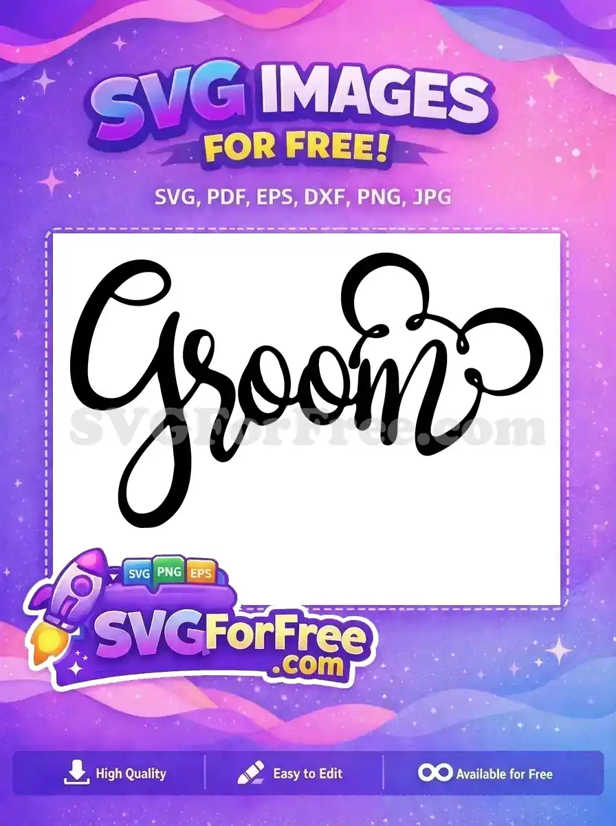 Free Groom Text Free Mickey Ears Wedding Free SVG