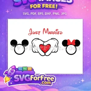 Free Black Ears Free Red Heart Just Married Free SVG