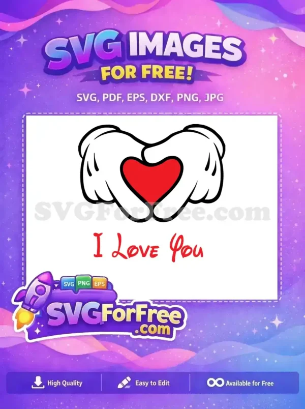 Free Mickey Hands Free Red Heart Wedding Free SVG