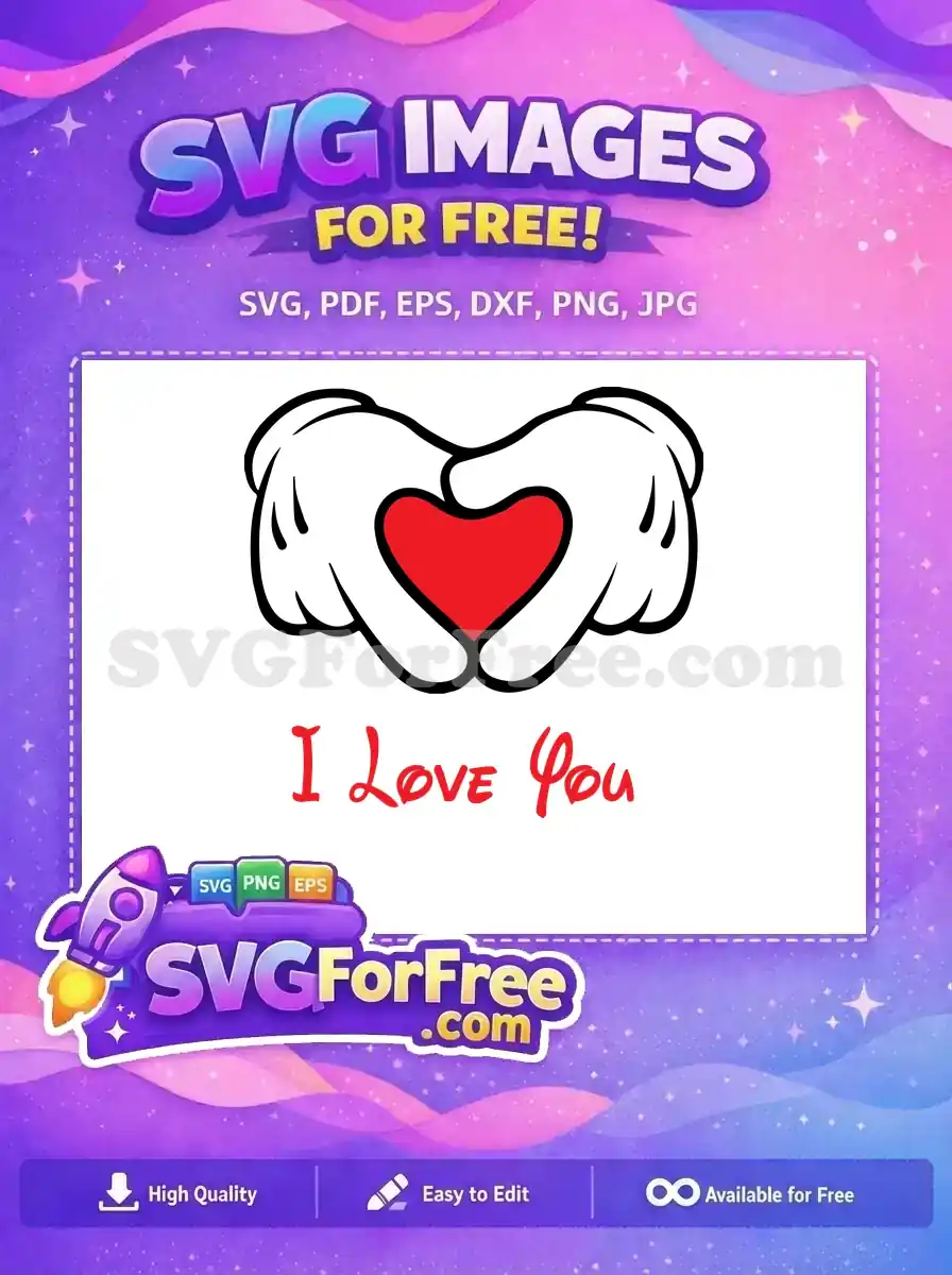Free Mickey Hands Free Red Heart Wedding Free SVG