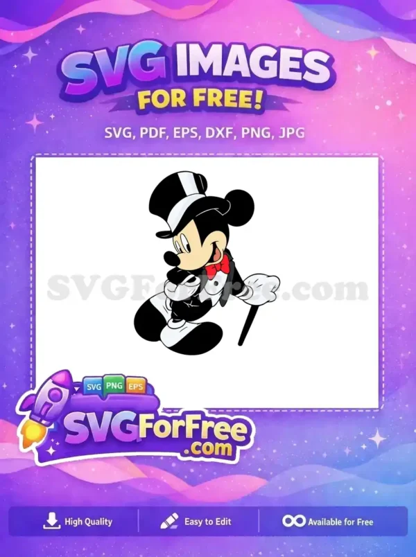 Free Elegant Tophat Mickey Free Bowtie Wedding Free SVG