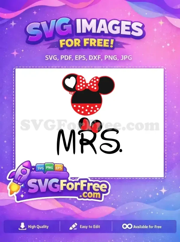 Free Red Polkadot Bow Free Mrs Minnie Wedding Free SVG