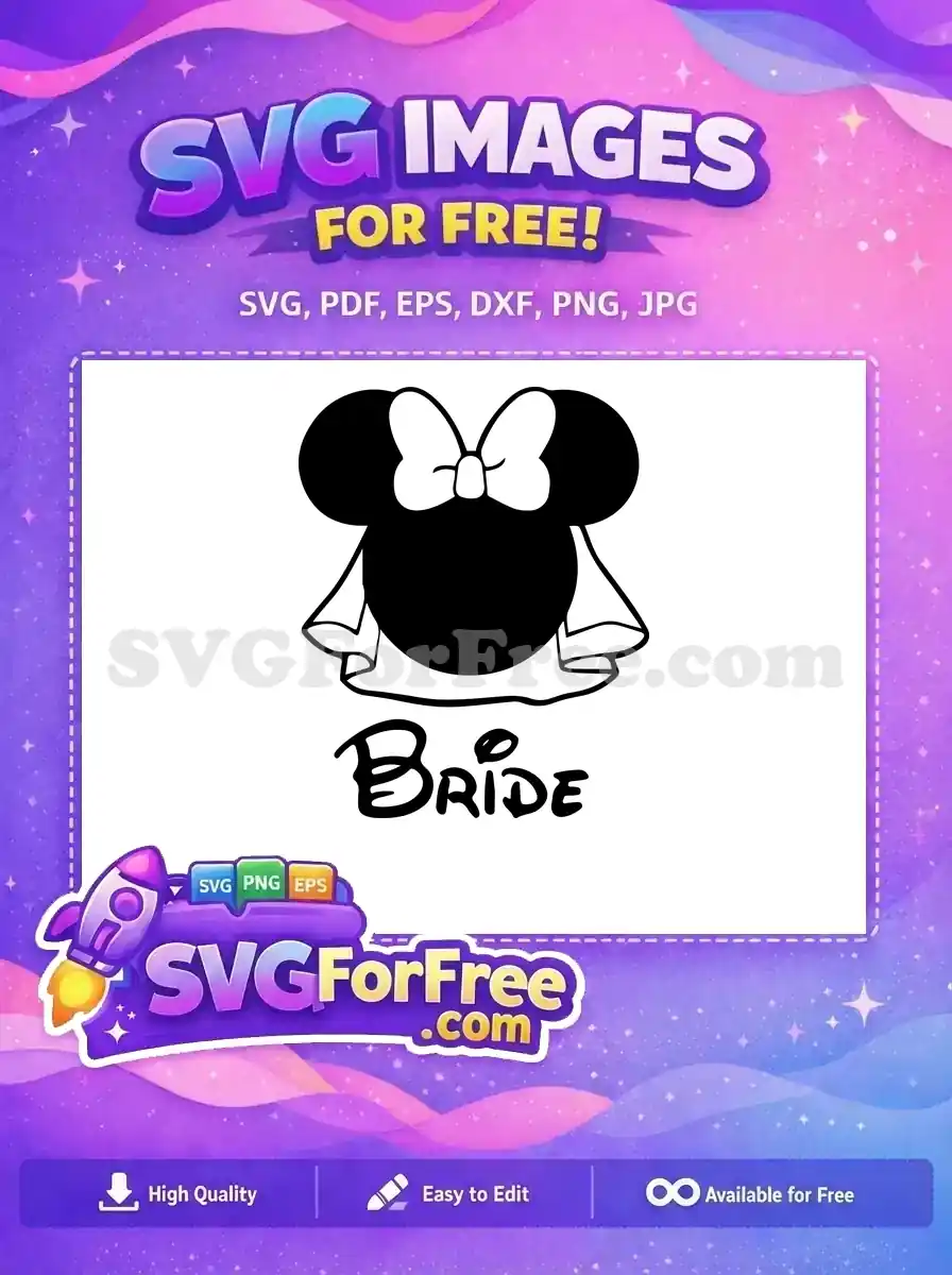 Free Bridal Minnie Mouse Free Wedding Veil Bride Free SVG