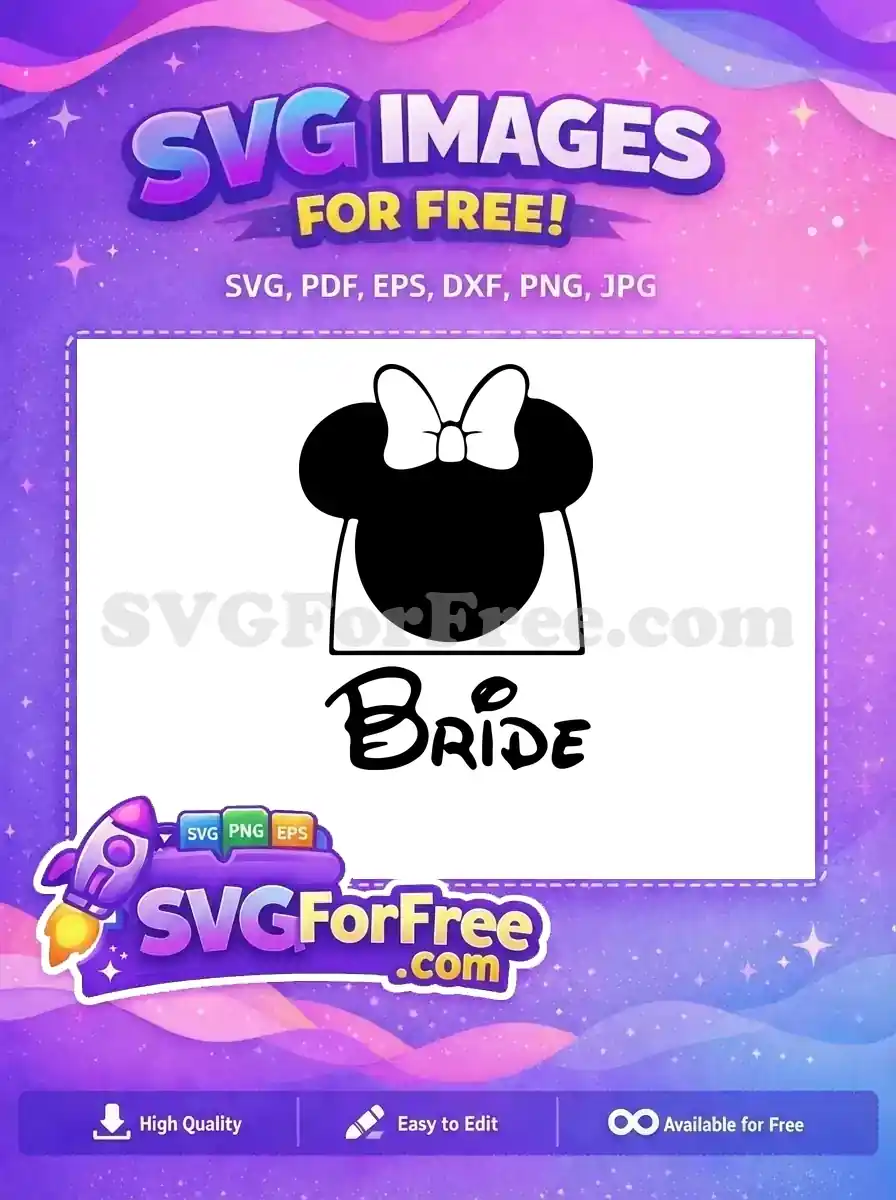 Free Minnie Bride Bow Free Wedding Ears Mickey Free SVG