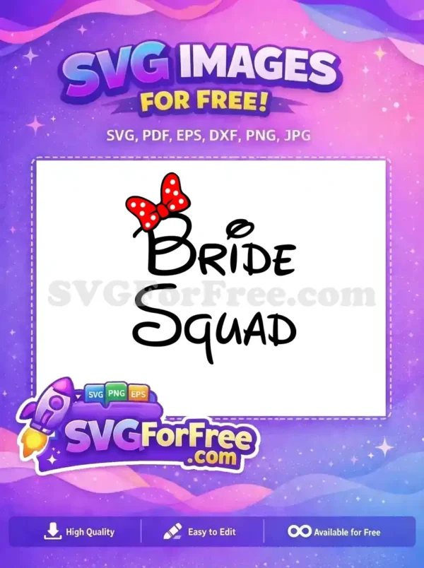 Free Red Bow Free Bride Squad Wedding Free SVG