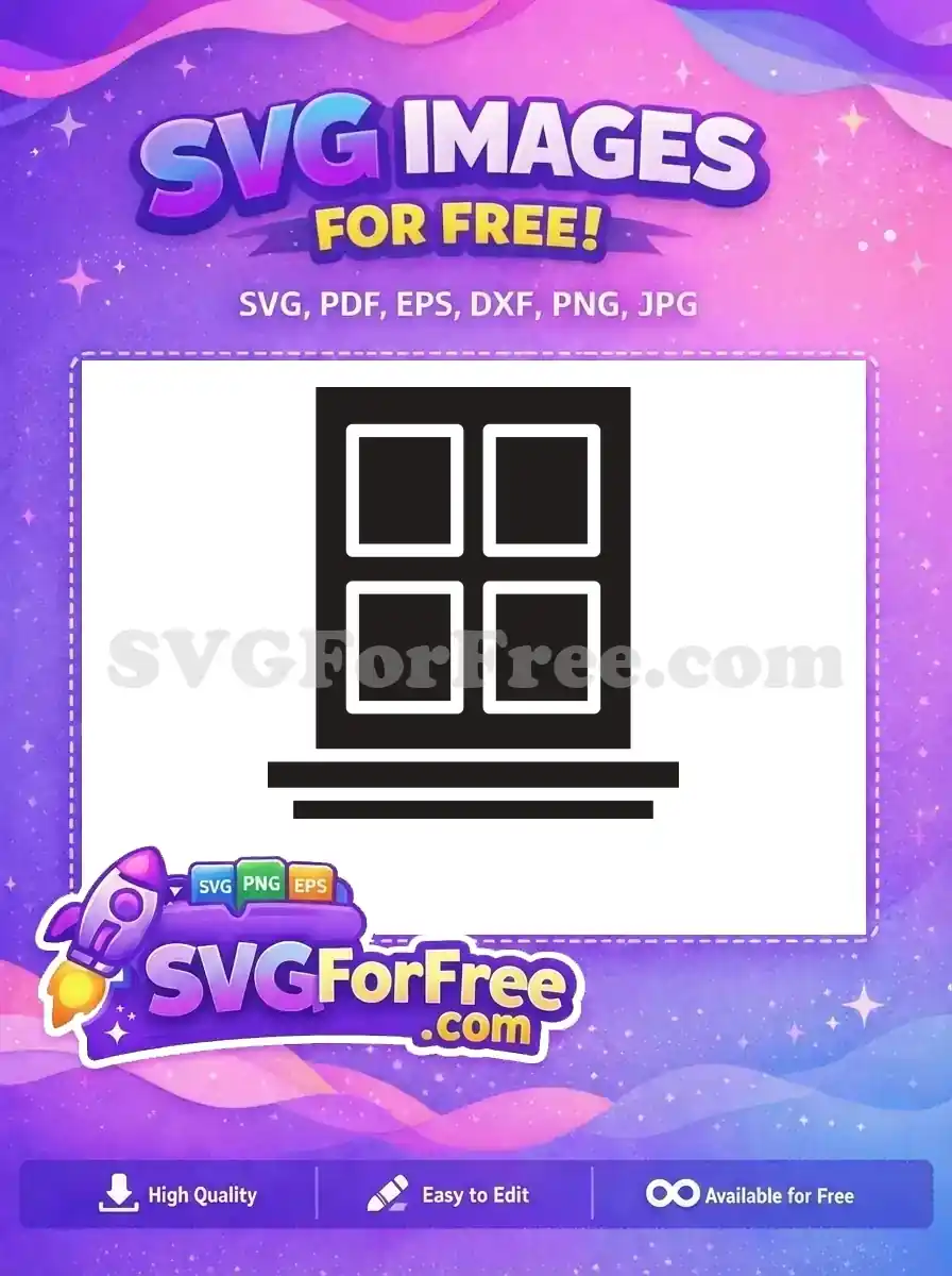 Free Four Pane Free Window Black Silhouette Free SVG