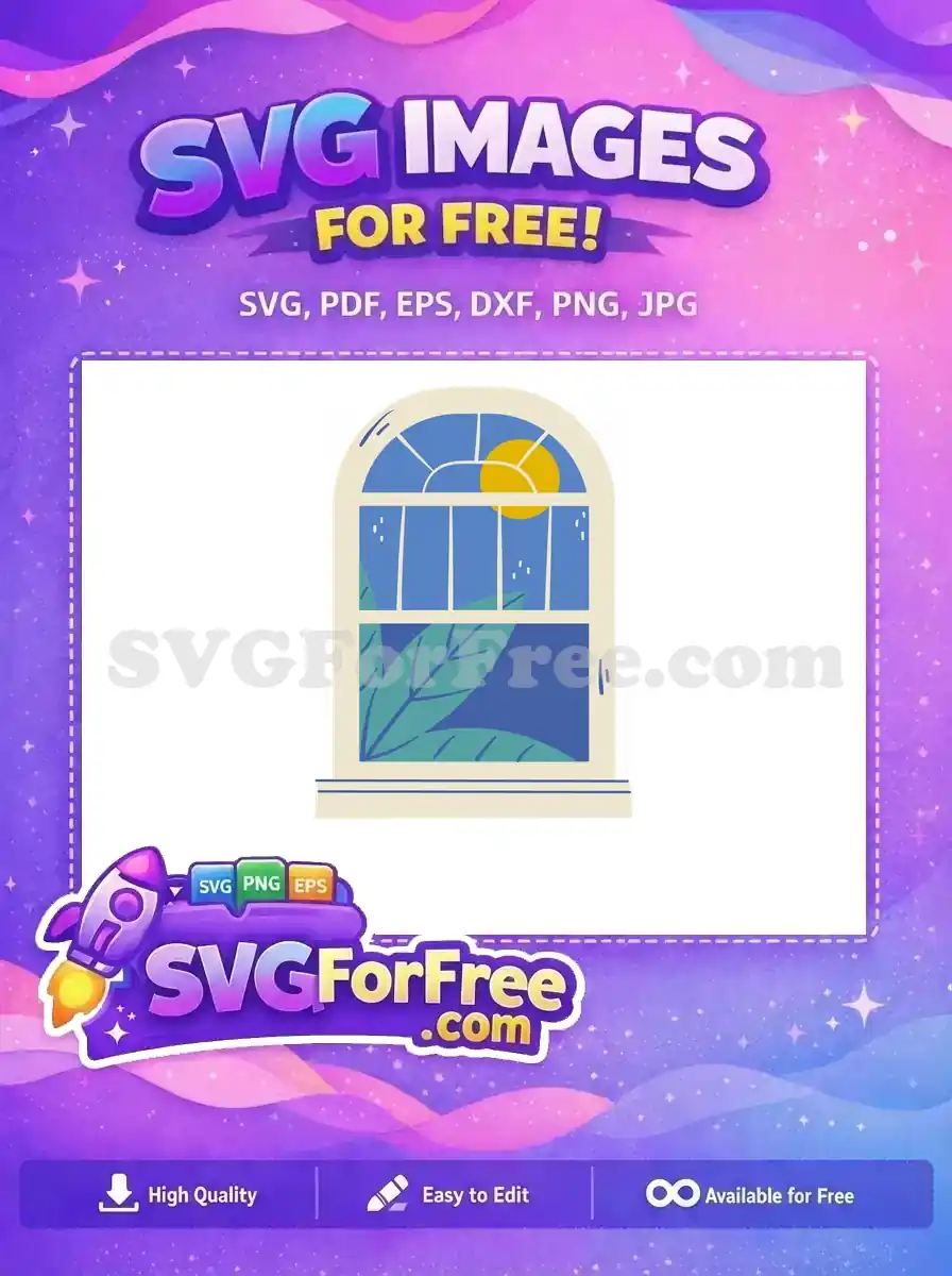 Free Crescent Moon Free Leaf Window Nature Free SVG