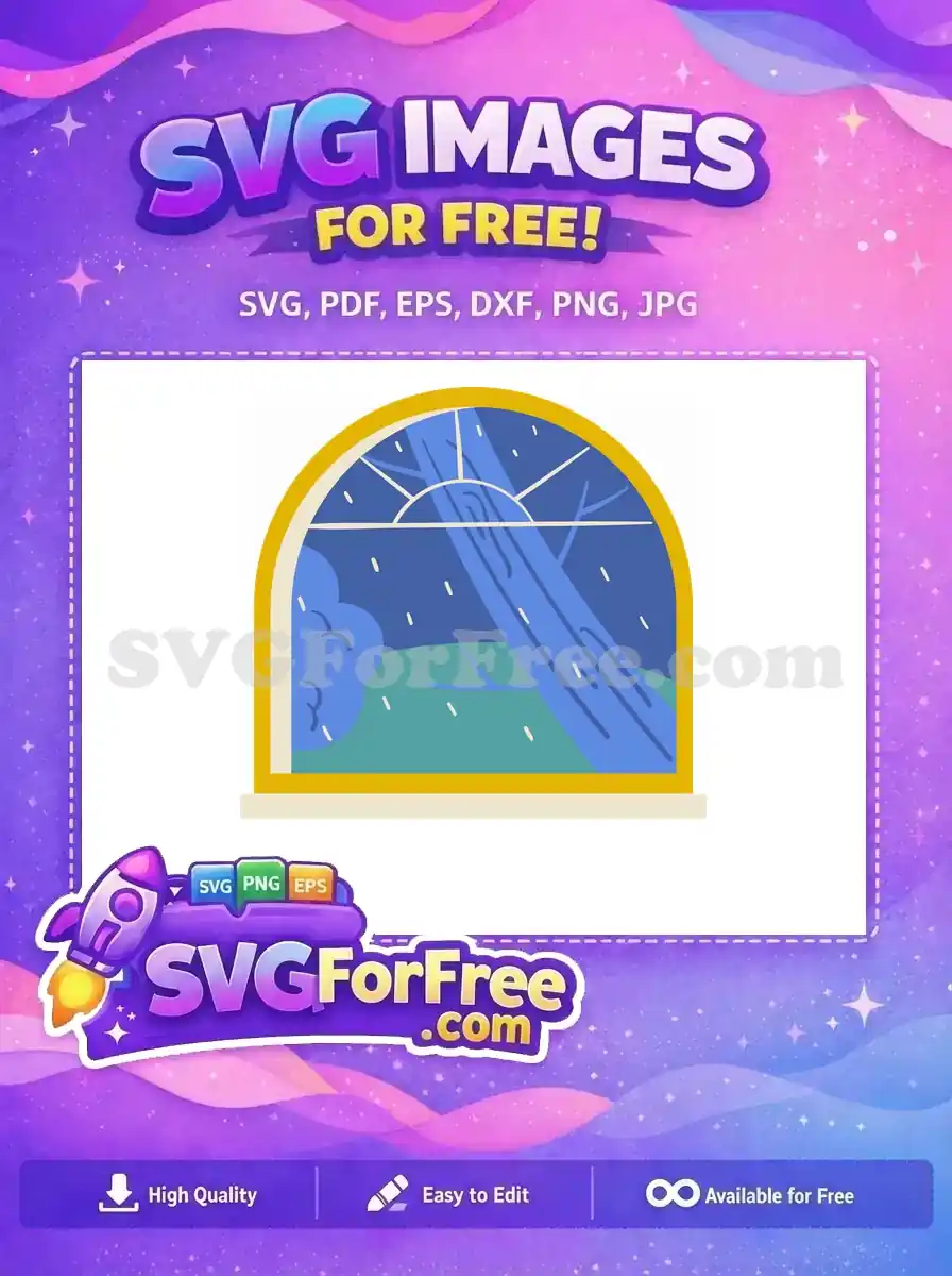 Free Rainy Day View Free Window Scene Silhouette Free SVG