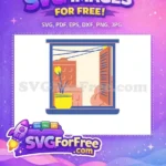 Free Open Window View Free Flower Pot Sunny Day Free SVG - Instant Download