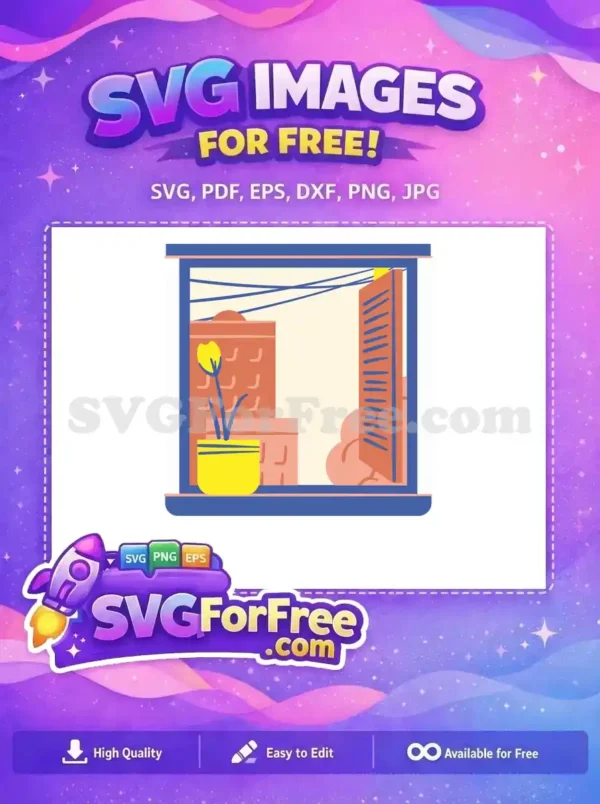 Free Open Window View Free Flower Pot Sunny Day Free SVG