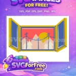 Free Sunset View Free Window Scene Nature Free SVG - Instant Download