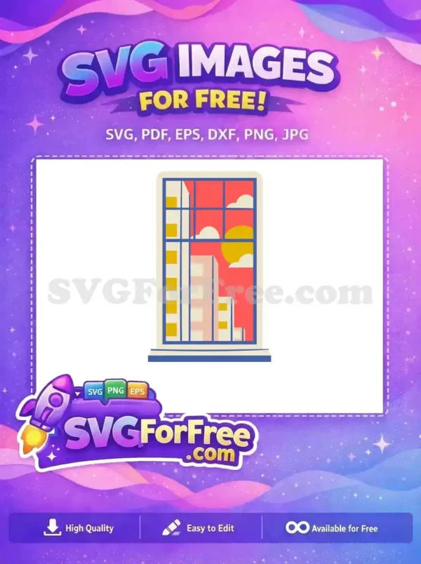 Free Sunset View Free Cityscape Free Window SVG