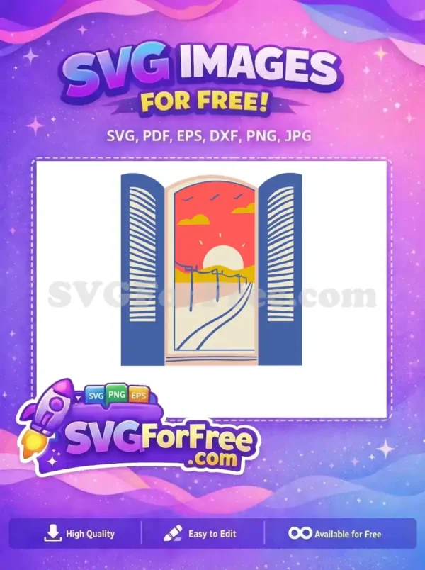 Free Sunset View Free Open Window Category 1 Free SVG
