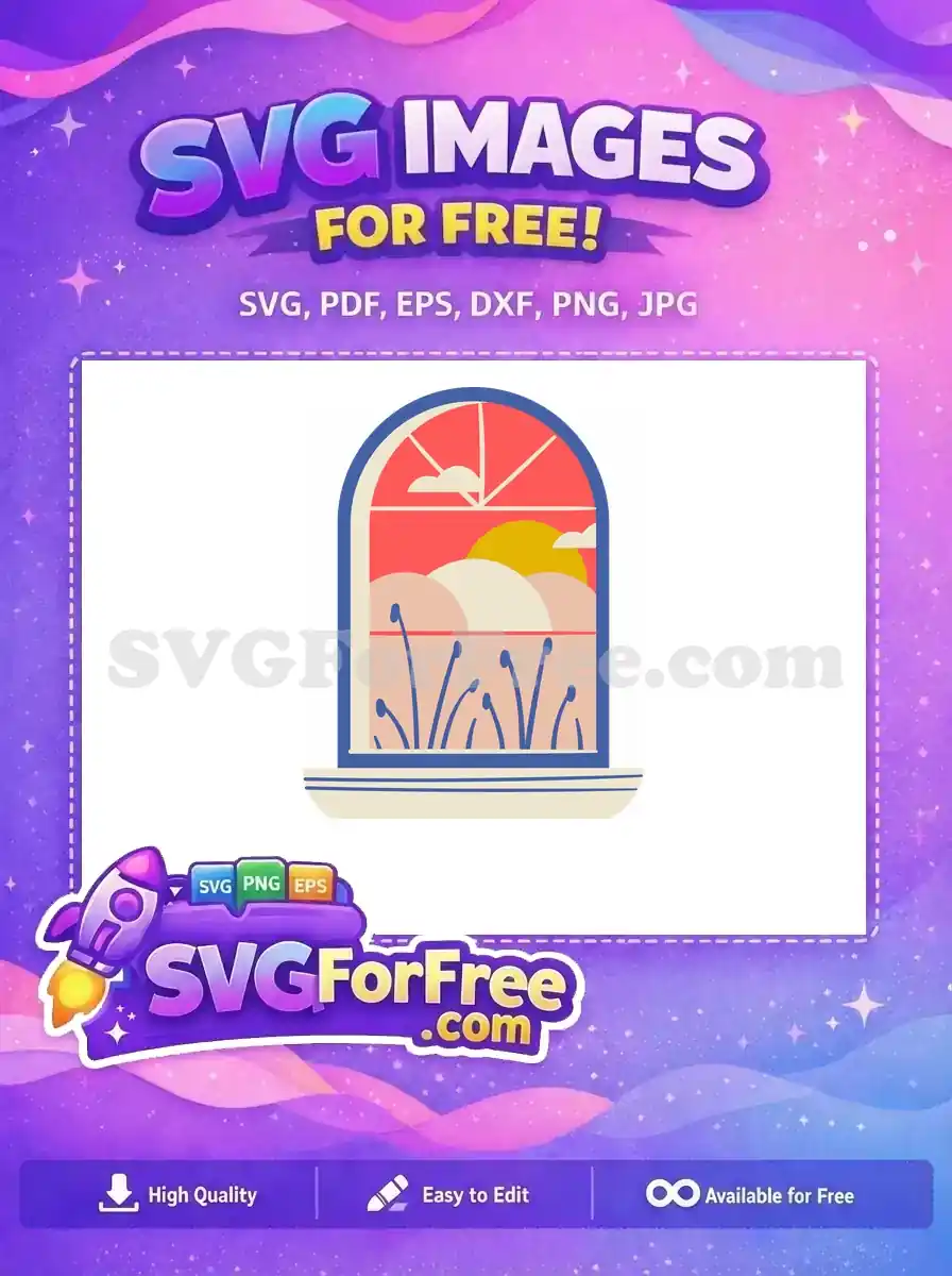 Free Sunset Window Free Plants Aesthetic Free SVG