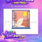 Free Open Window View Free Summer Seascape Illustration Free SVG - Instant Download