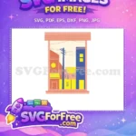 Free Cityscape View Free Peach Buildings Window Free SVG - Instant Download