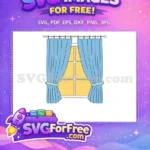 Free Blue Curtains Free Natural Light Window Free SVG - Instant Download