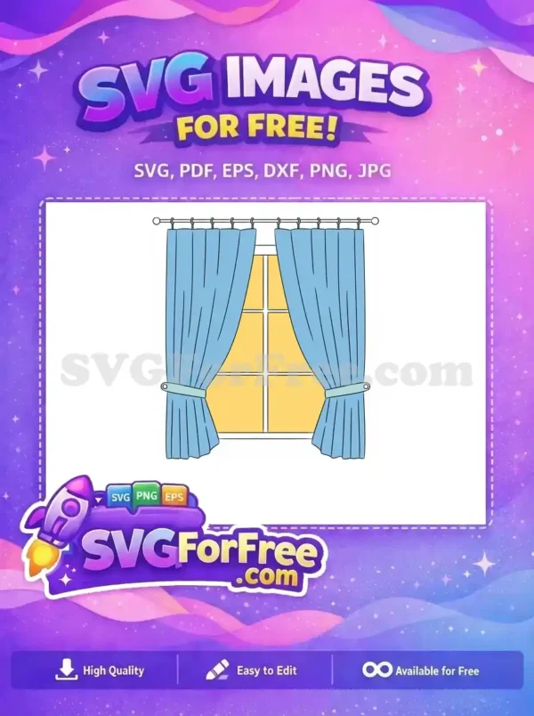 Free Blue Curtains Free Natural Light Window Free SVG