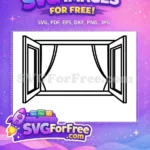Free Opened Window Frame Free Curtains Inside Home Free SVG - Instant Download