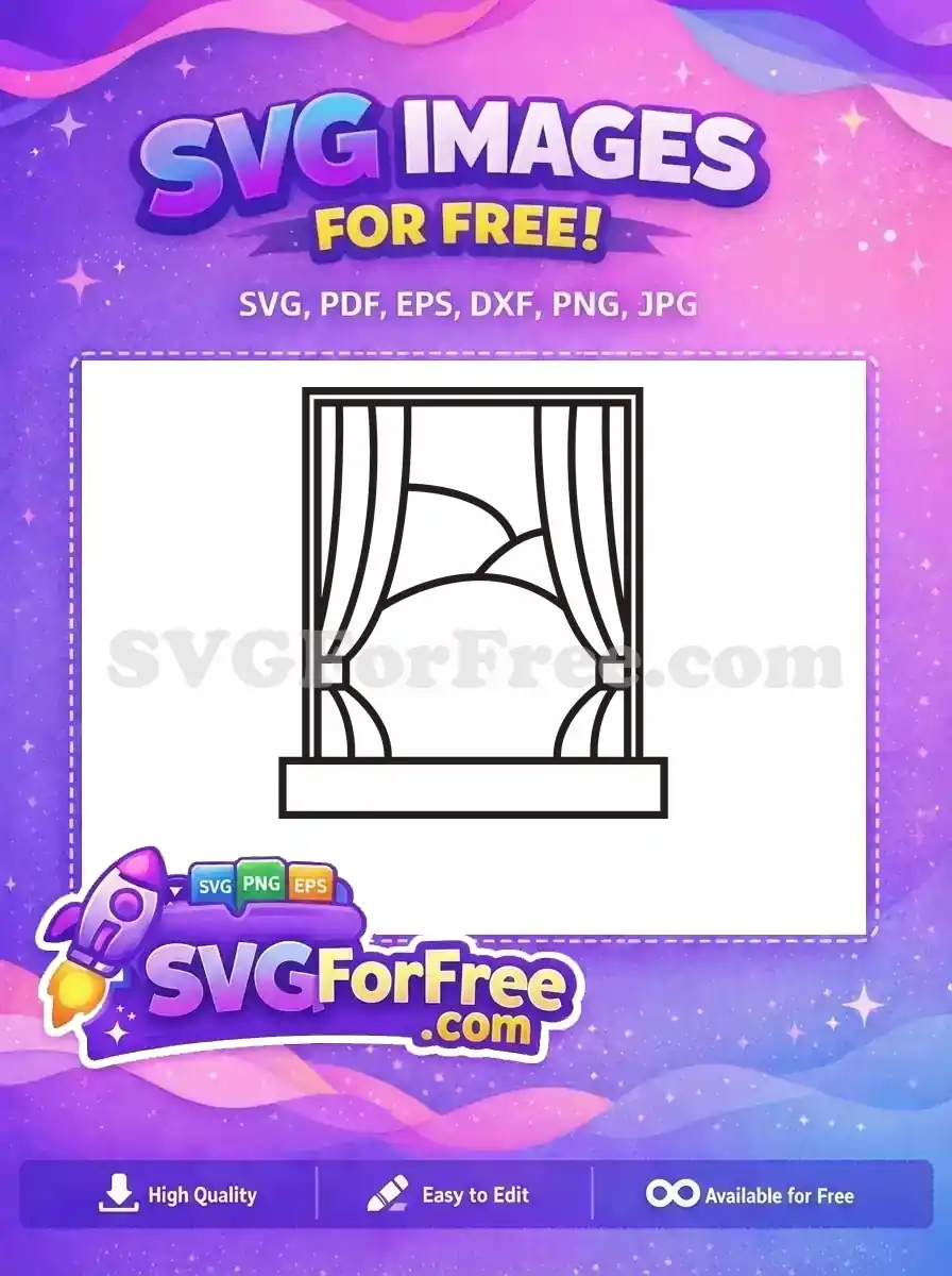 Free Window Frame Free Ornate Curtains Window Free SVG
