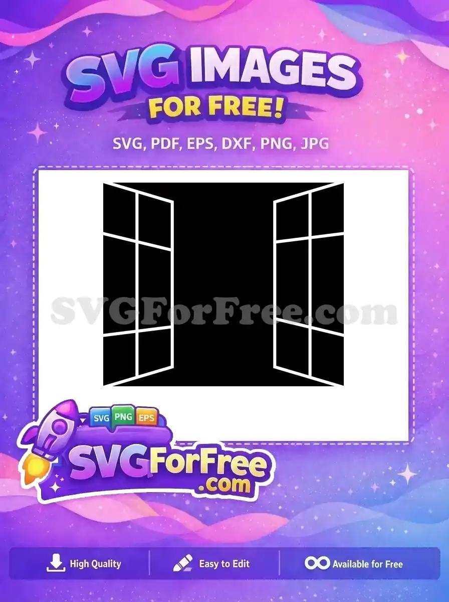 Free White Window Frame Free Open View 1 Free SVG