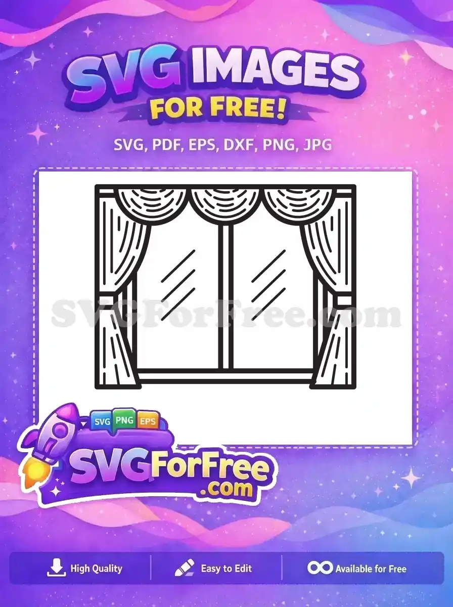 Free Classic Curtains Free Window View Home Decor Free SVG