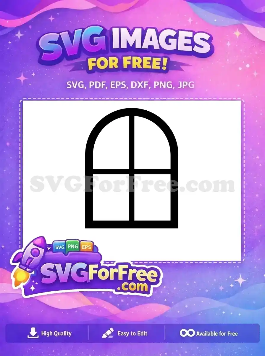 Free Black Window Frame Free Arched Window Category 1 Free SVG