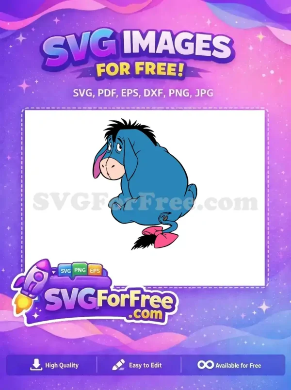Free Sad Blue Eeyore Free Pink Bow Winnie Free SVG 1