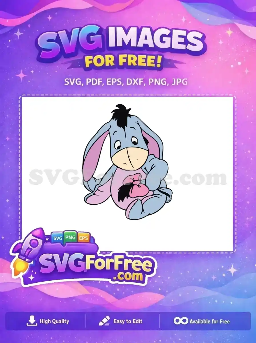 Free Sad Eeyore Sitting Free Pink Bow Winnie The Pooh Free SVG 1