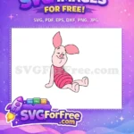 Free Winking Piglet Free Sitting Pink Striped Winnie Free SVG - Instant Download