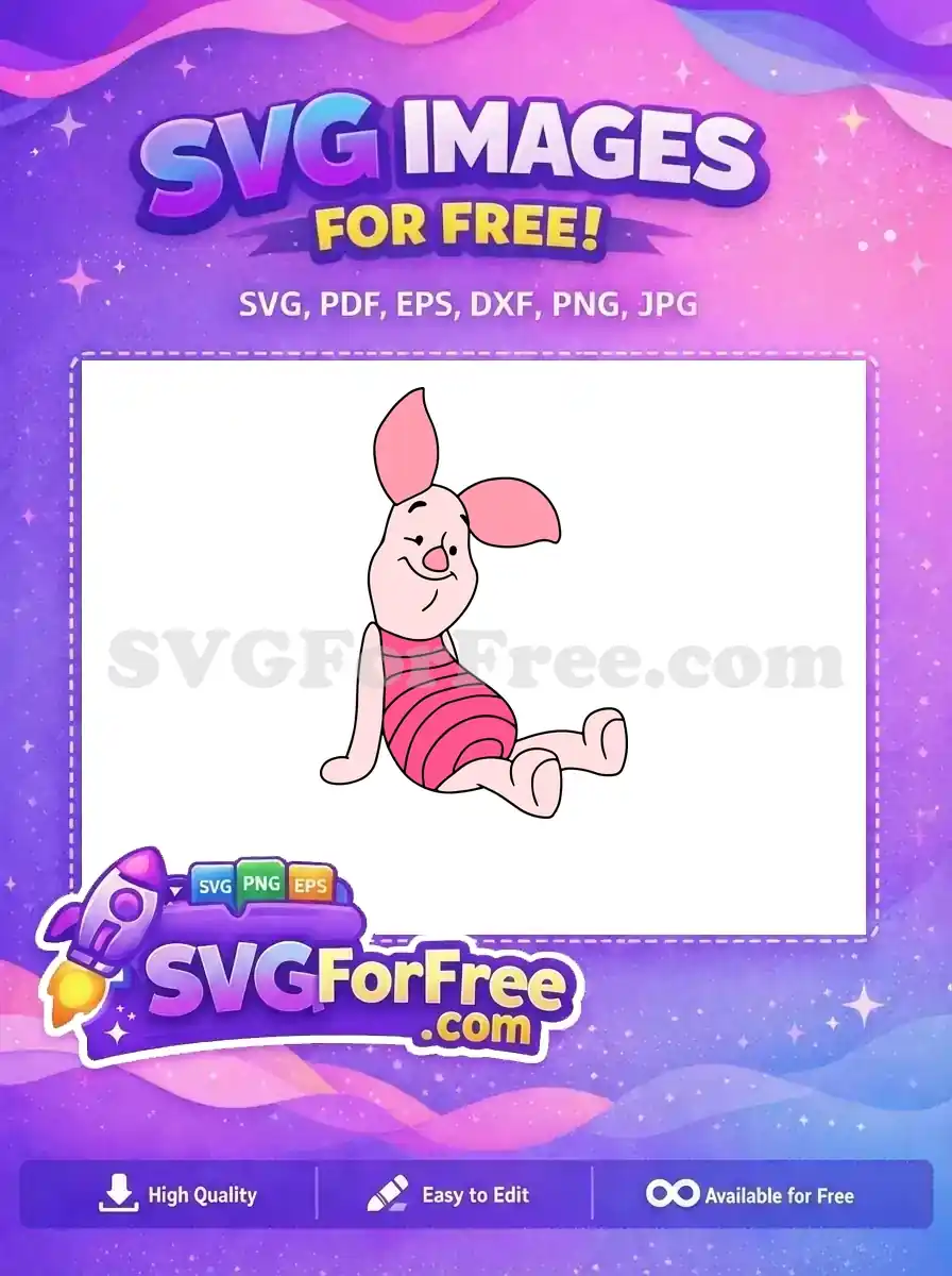 Free Winking Piglet Free Sitting Pink Striped Winnie Free SVG