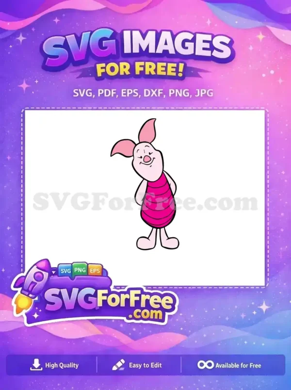 Free Smiling Piglet Free Pink Striped Shirt Winnie The Pooh Free SVG 1