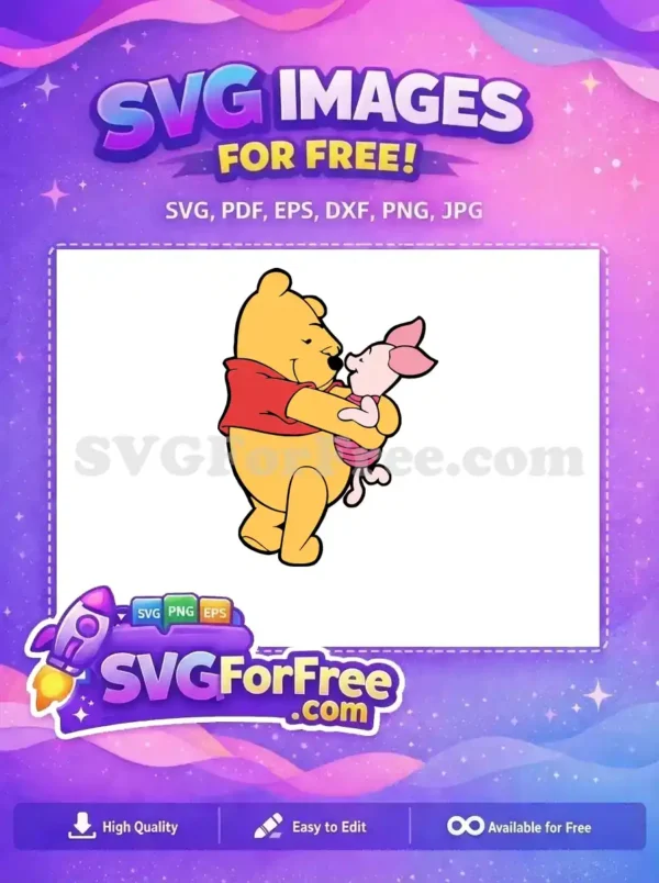 Free Pooh Hugging Free Piglet Stripes Winnie The Pooh Free SVG