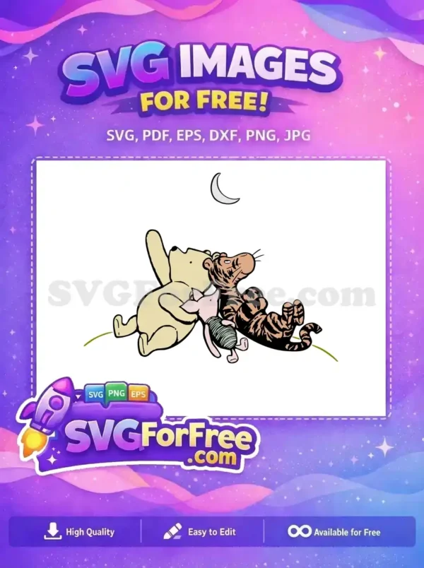 Free Pooh Tigger Piglet Moon Free Night Scene Free SVG