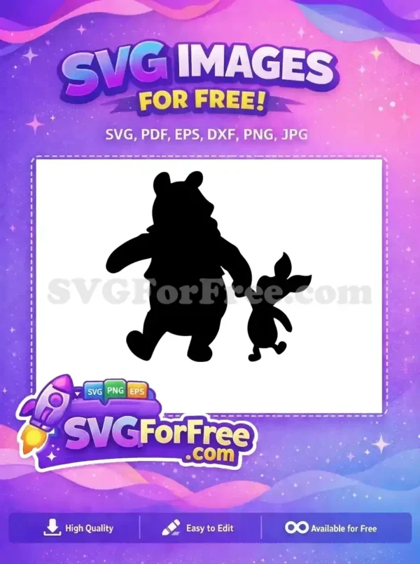 Free Pooh Holding Hands Free Piglet Silhouette Winnie The Pooh Free SVG