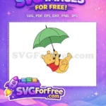 Free Smiling Pooh Bear Free Green Umbrella Winnie The Pooh Free SVG - Instant Download
