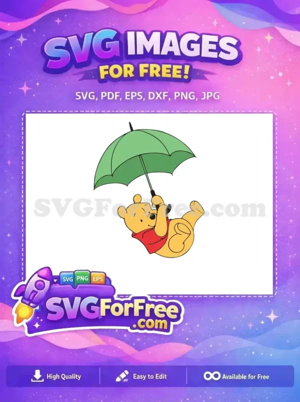 Free Smiling Pooh Bear Free Green Umbrella Winnie The Pooh Free SVG