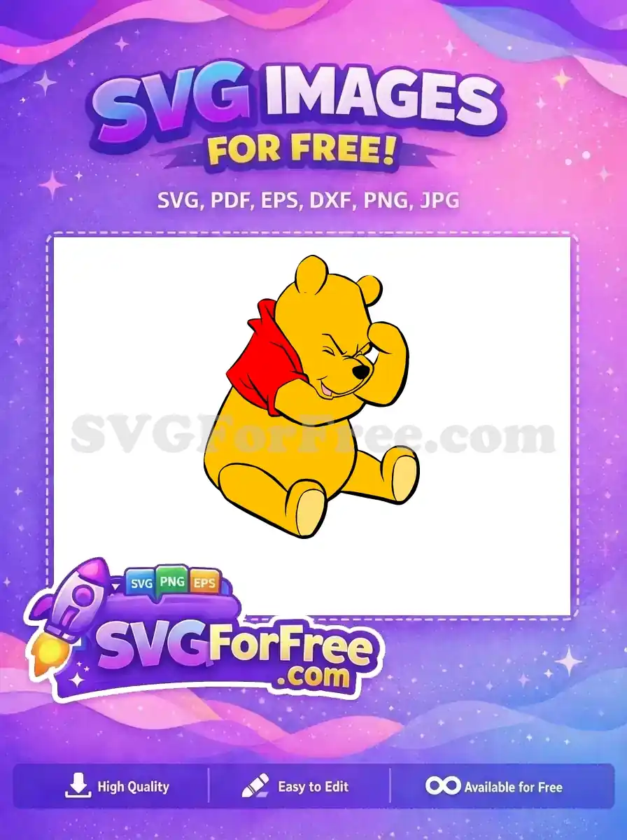 Free Winking Pooh Red Shirt Free Sitting Position Winnie The Pooh Free SVG