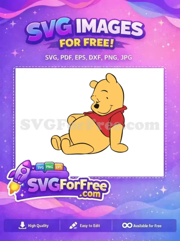 Free Sitting Smiling Pooh Free Red Shirt Winnie The Pooh Free SVG