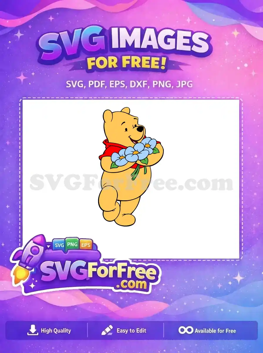 Free Smiling Pooh Flowers Free Red Scarf Winnie The Pooh Free SVG